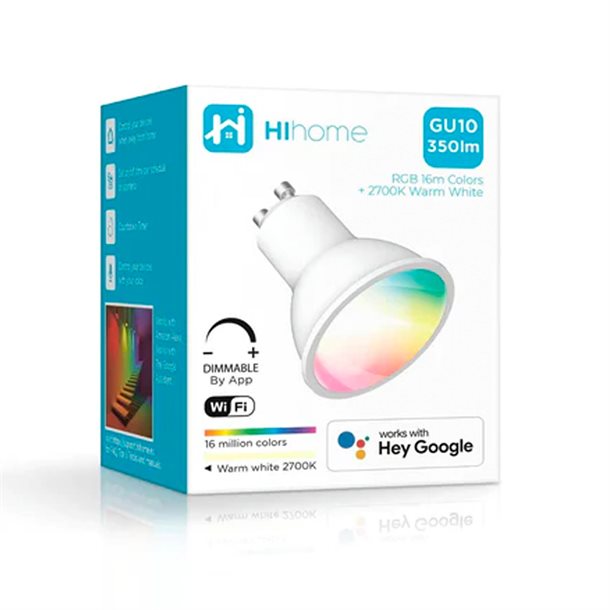 Hihome Smart LED WiFi GU10 RGB 16M farver + Varm hvid 2700K GU10 WAL-RGBWGU10 